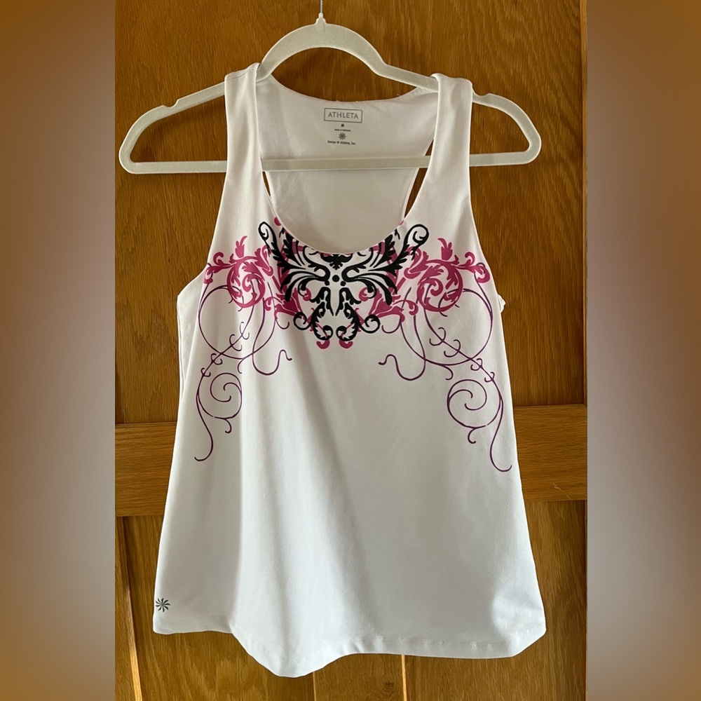 Athleta Women's Athletic White Tank Top w/ Built in Bra, M